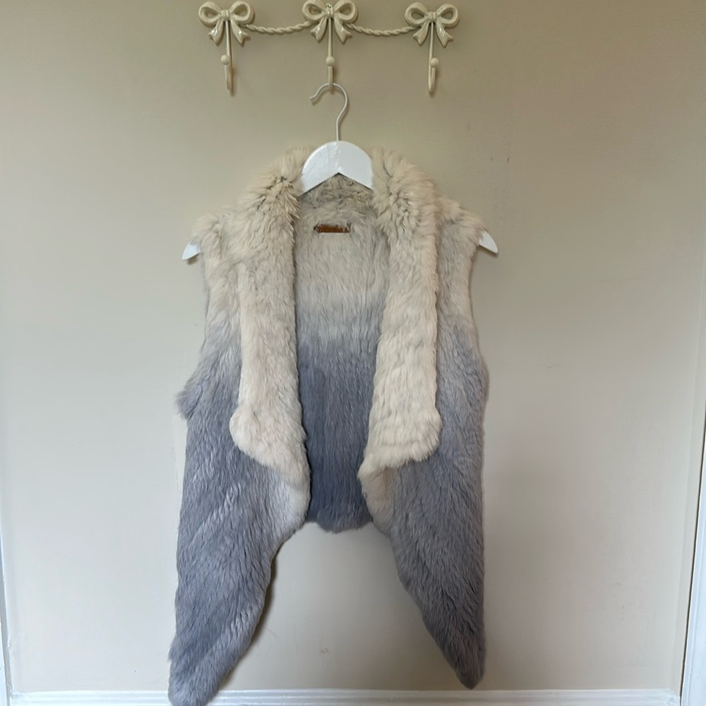 La Fiorentina - Cream & Blue Ombre Rabbit Fur One Size